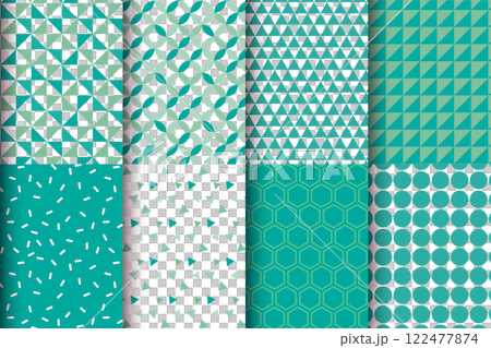 幾何学模様のシームレスパターン　グリーン系 122477874