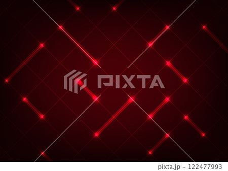Square dark red tech light line pattern background  122477993