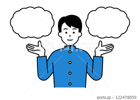 二つの選択肢を提案する男子学生 122478050