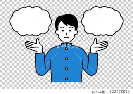 二つの選択肢を提案する男子学生 122478050