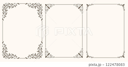 Set of decorative floral frames with curls Set of decorative floral frames with curls 122478083