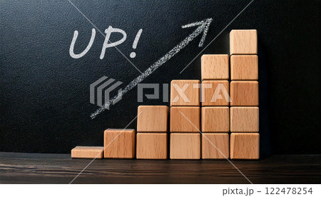 上昇や成功をイメージしたグラフと矢印 上昇や成功をイメージしたグラフと矢印 122478254