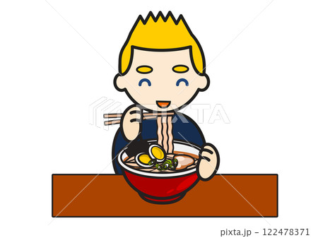 ラーメンを食べる外国人男性 ラーメンを食べる外国人男性 122478371