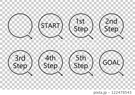 スタートからゴールまでの流れを表す際に使えるイラスト スタートからゴールまでの流れを表す際に使えるイラスト 122478543