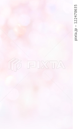ふわふわ可愛い桜ピンクの背景イラスト　縦玉ボケキラキラ　 122478635