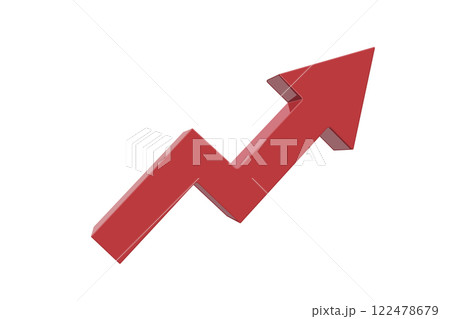 Red 3D Rising Arrow Icon on White 122478679