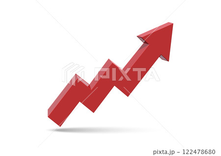 Zigzag Red 3D Upward Arrow Symbol Zigzag Red 3D Upward Arrow Symbol 122478680