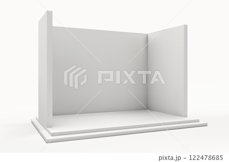 Minimalist Exhibition Stage with Raised Platform 122478685