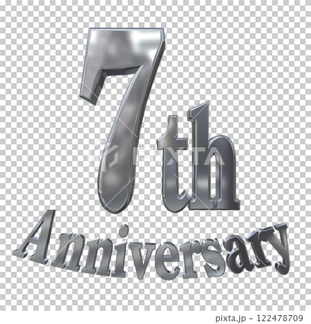 3DCG 字母“7 週年/7 週年紀念標誌閃耀”銀色,銀色 3DCG 字母“7 週年/7 週年紀念標誌閃耀”銀色,銀色 122478709