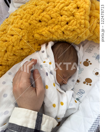 Newborn Baby Sleeping in Cozy Blanket Newborn Baby Sleeping in Cozy Blanket 122478713