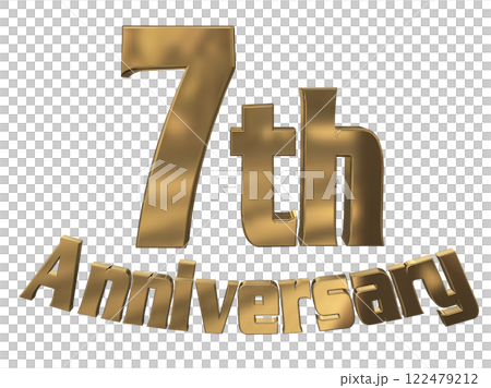 3DCG letters "7th Anniversary/7th Anniversary Mark Sparkling" Gold, Gold 3DCG letters "7th Anniversary/7th Anniversary Mark Sparkling" Gold, Gold 122479212
