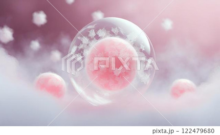 卵子凍結や幹細胞の凍結保存をイメージした3Dイラスト  細胞の凍結  医療系素材 122479680