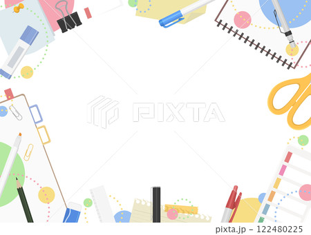 文房具のフレーム背景、ポップなデザイン 122480225
