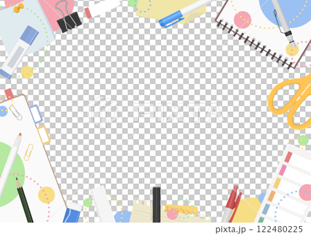 文房具のフレーム背景、ポップなデザイン 122480225