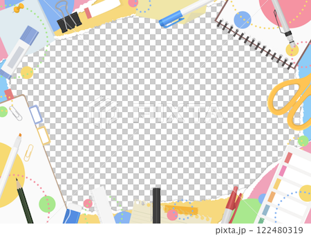 Torn paper and stationery frame background, pop design 122480319