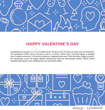 Valentines day concept banner with love icons in line style 122480439