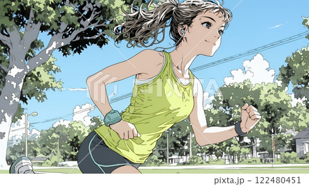 ジョギングをしている若い女性