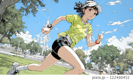 ジョギングをしている若い女性