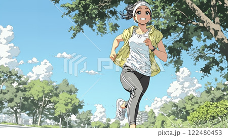 ジョギングをしている若い女性