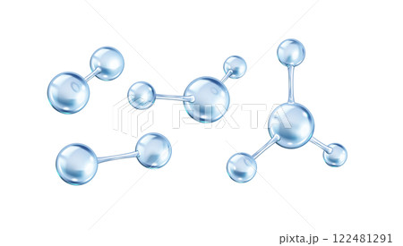 Blue collagen molecules from spheres realistic color icons Blue collagen molecules from spheres realistic color icons 122481291