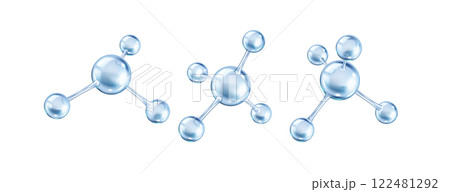 Rotating blue collagen molecules from spheres icons set 122481292