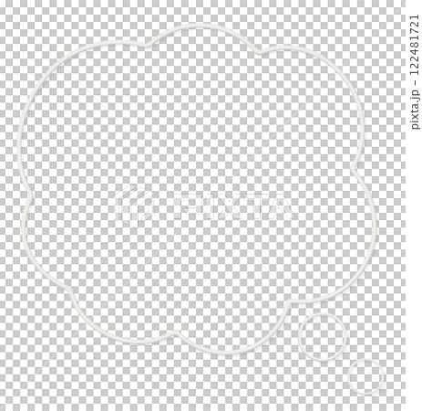 A fluffy, vertically long cloud-shaped white speech bubble wireframe 122481721
