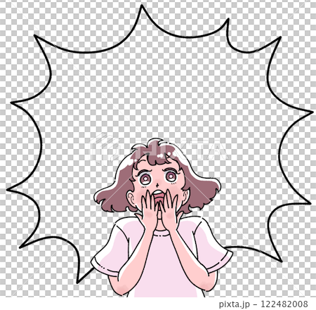 帶有漫畫風格對話泡泡的女孩插圖 122482008