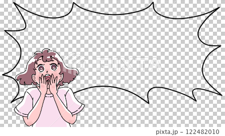 帶有漫畫風格對話泡泡的女孩插圖 122482010