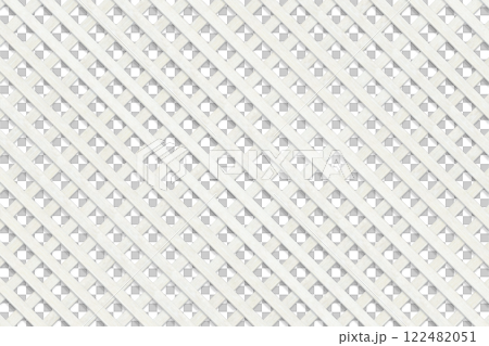 隙間が細かい横向きの立体的な白いアンティーク風の木製のラティス 隙間が細かい横向きの立体的な白いアンティーク風の木製のラティス 122482051