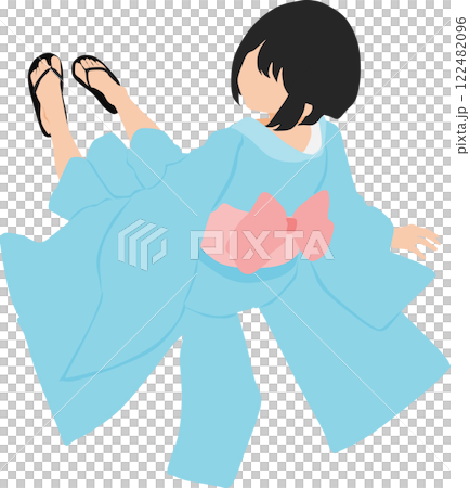 穿著浴衣（和服）的女人的插圖 122482096