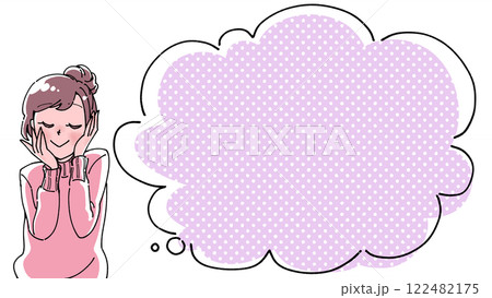 コミック風の吹き出し付きの女の子のイラスト コミック風の吹き出し付きの女の子のイラスト 122482175