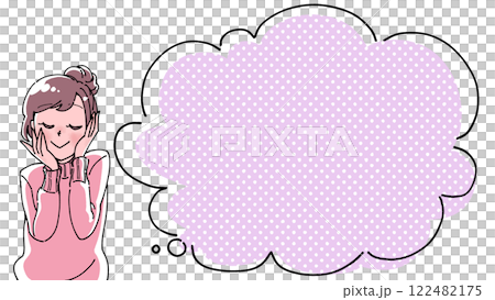 コミック風の吹き出し付きの女の子のイラスト コミック風の吹き出し付きの女の子のイラスト 122482175