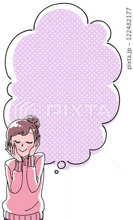 コミック風の吹き出し付きの女の子のイラスト 122482177