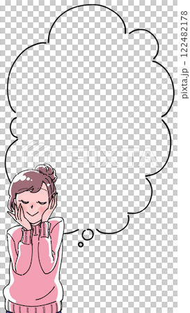 コミック風の吹き出し付きの女の子のイラスト 122482178