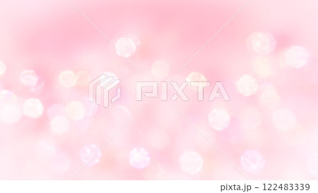 かわいいピンク桃色ふわふわした玉ボケの背景　綺麗キラキラあわい 122483339
