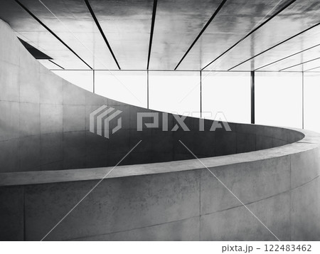 Architecture details Cement curve shape Modern building  122483462