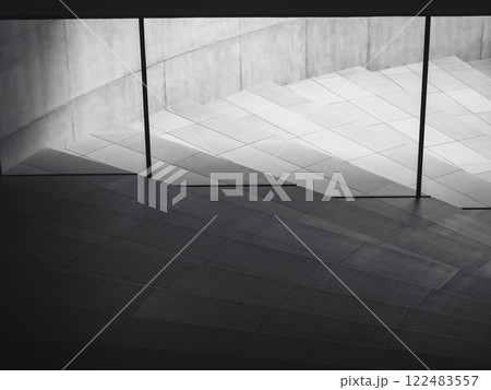 Stairs step Modern Building interior space Glass wall Stairs step Modern Building interior space Glass wall 122483557