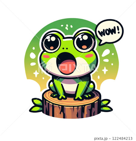 驚いた表情のかわいいカエルのイラスト 驚いた表情のかわいいカエルのイラスト 122484213