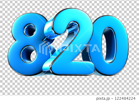 Blue number 820 3d illustration. Blue number 820 3d illustration. 122484224