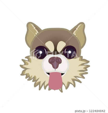 モカ茶のチワワの顔のイラスト モカ茶のチワワの顔のイラスト 122484842