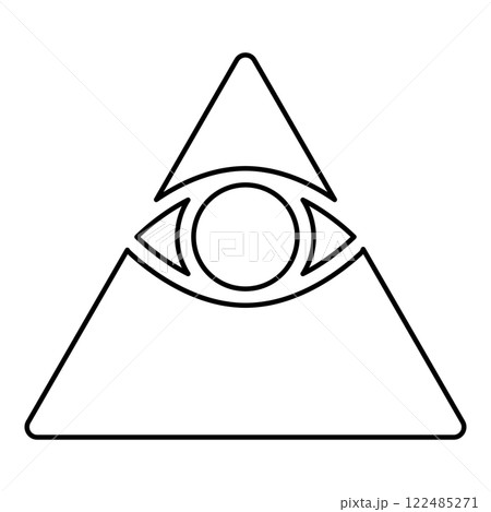 Kao Give all seeing eye in pyramid inside triangle Illuminati symbol Masonic contour outline line icon black color vector illustration image thin flat style Kao Give all seeing eye in pyramid inside triangle Illuminati symbol Masonic contour outline line icon black color vector illustration image thin flat style 122485271