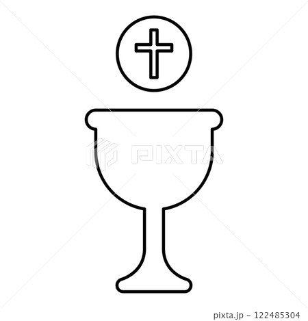 Corpus christi holy communion contour outline line icon black color vector illustration image thin flat style 122485304
