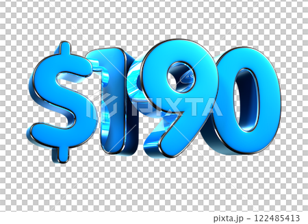 190 dollers blue 3d illustration sign. 190 dollers blue 3d illustration sign. 122485413