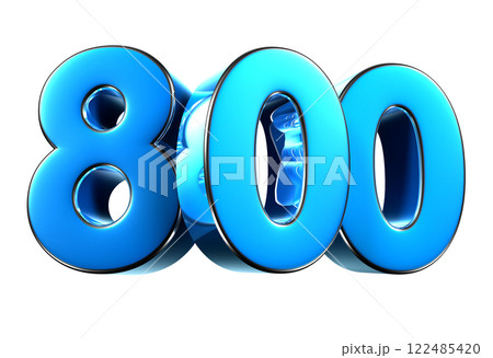 Blue number 800 3d illustration. 122485420