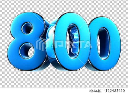 Blue number 800 3d illustration. 122485420