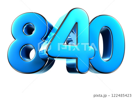 Blue number 840 3d illustration. 122485423