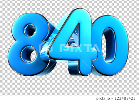 Blue number 840 3d illustration. 122485423