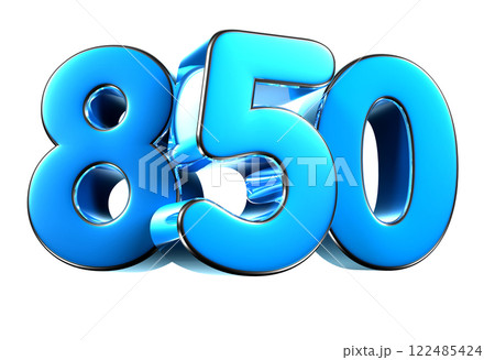 Blue number 850 3d illustration. Blue number 850 3d illustration. 122485424