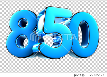 Blue number 850 3d illustration. Blue number 850 3d illustration. 122485424