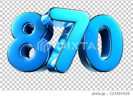 Blue number 870 3d illustration. 122485426
